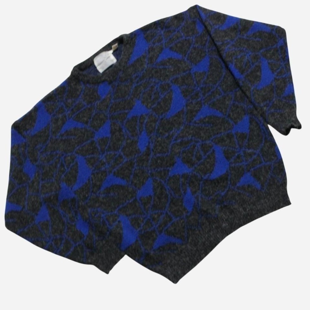 Mens Vintage 90s Grandpa Abstract Pattern Acrylic Nylon Blend Black  Sweater
